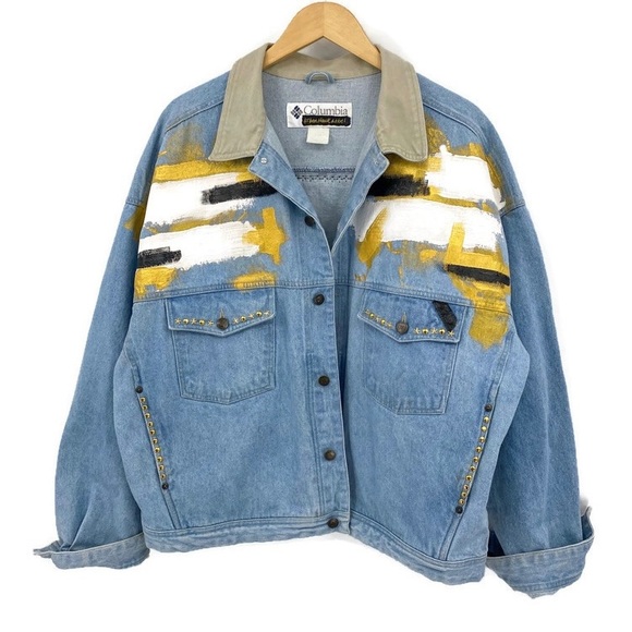 URBAN HAUTE LABEL 'ROCKSTA' Vintage Studded Rolling Stones Denim Trucker Jacket - Picture 14 of 16